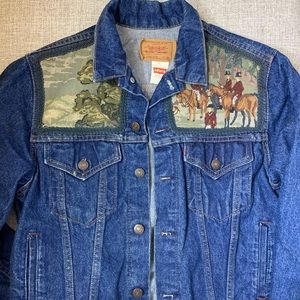 Vintage Levi Embroidered Mural Denim Jacket